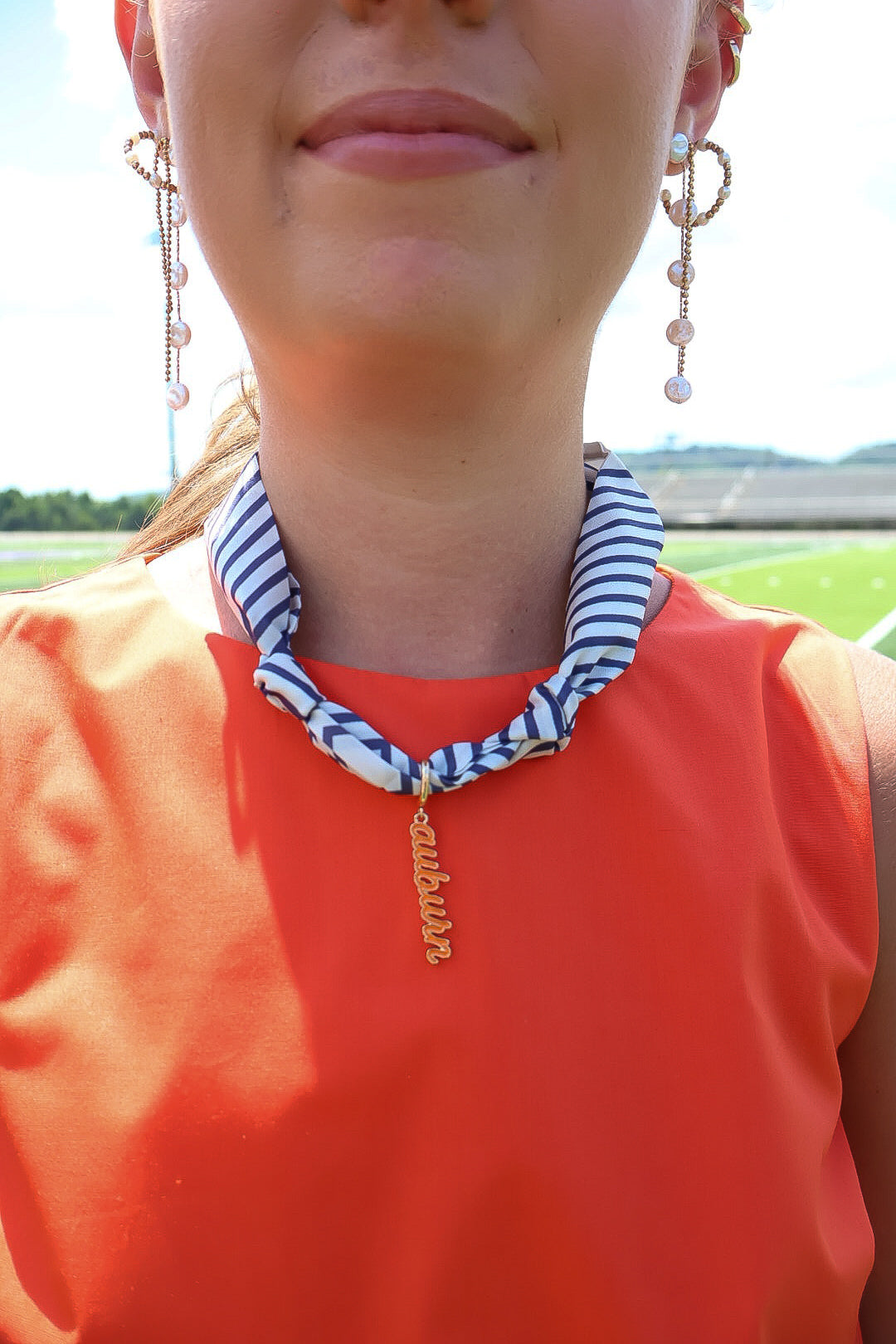 Auburn Script Charm Scarf Necklace