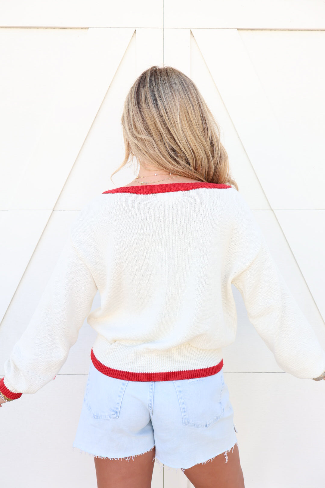 Red Trimmed Lightweight American Flag Sweater
