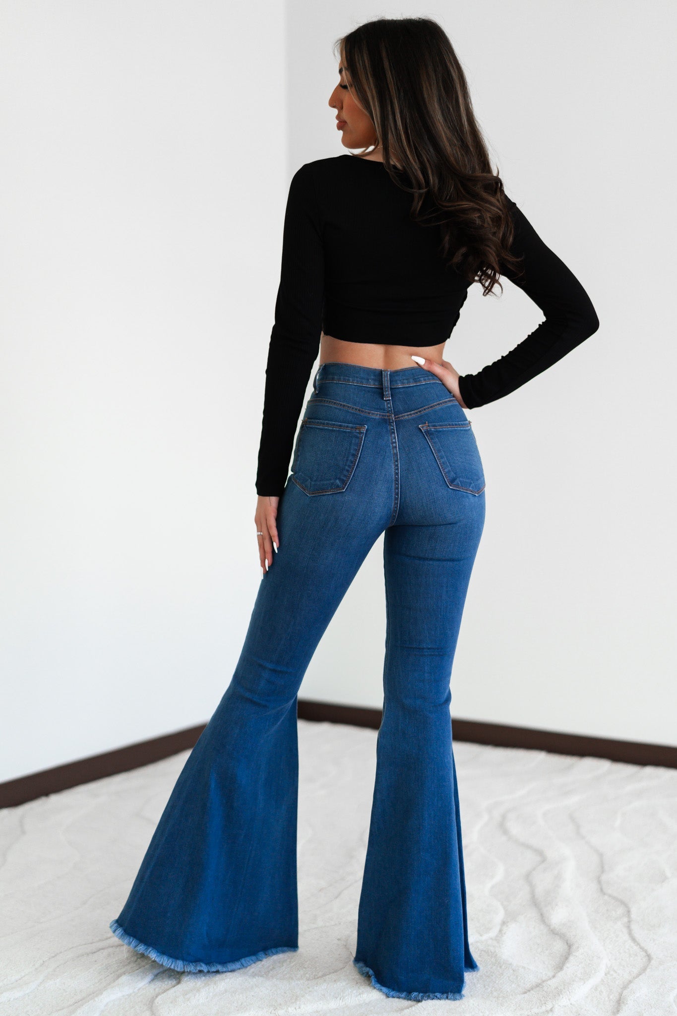 Wild Love Distressed Bell Bottoms (Dark Wash) FINAL SALE