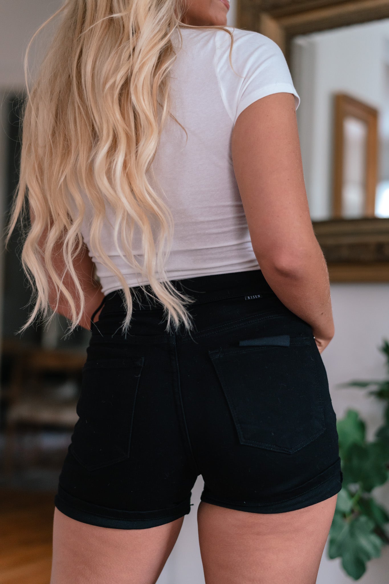 Wishful Thinking Hi Rise Cuff Shorts (Black) FINAL SALE