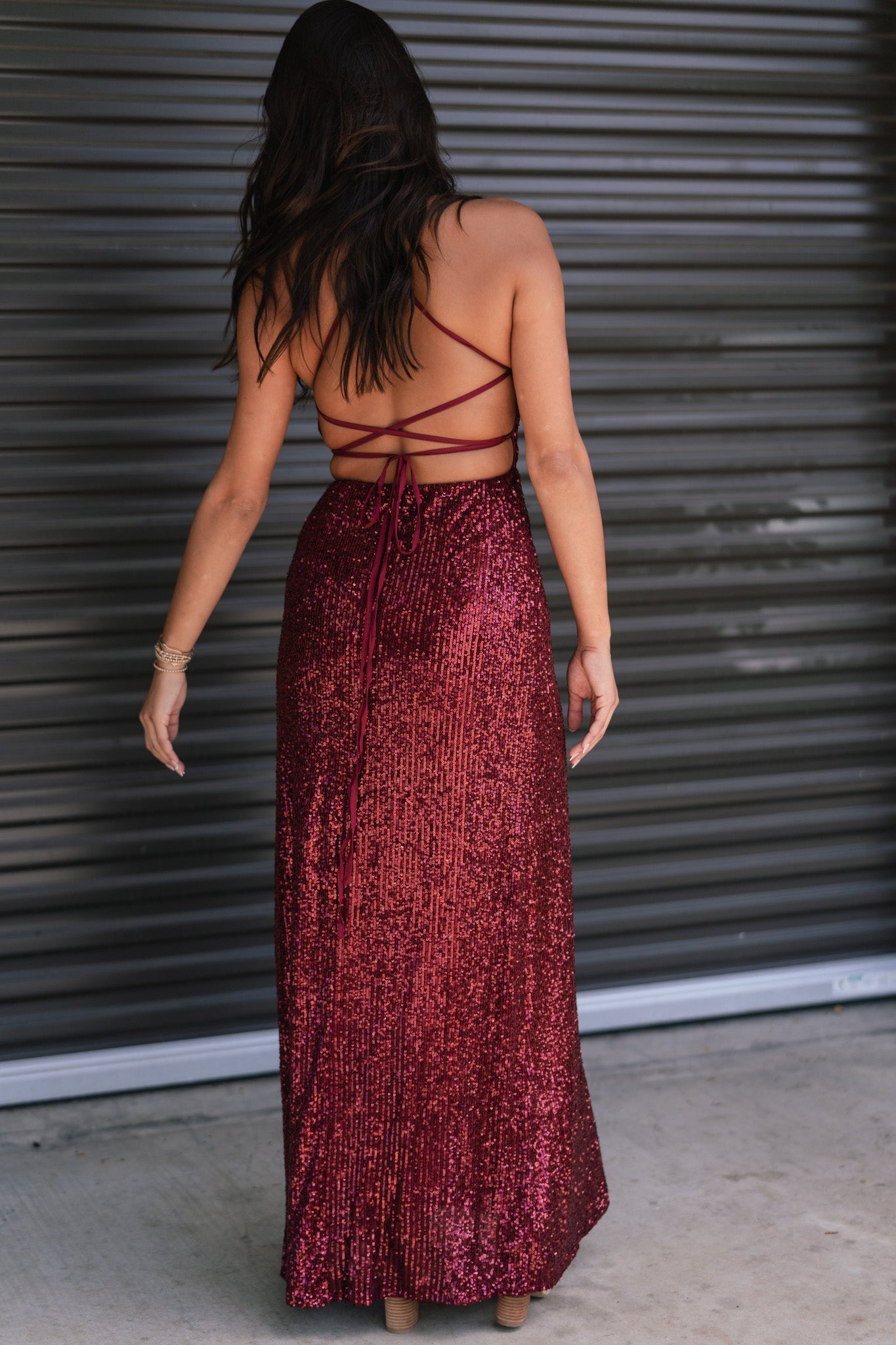 Gwen Sequin Gown (Burgundy)