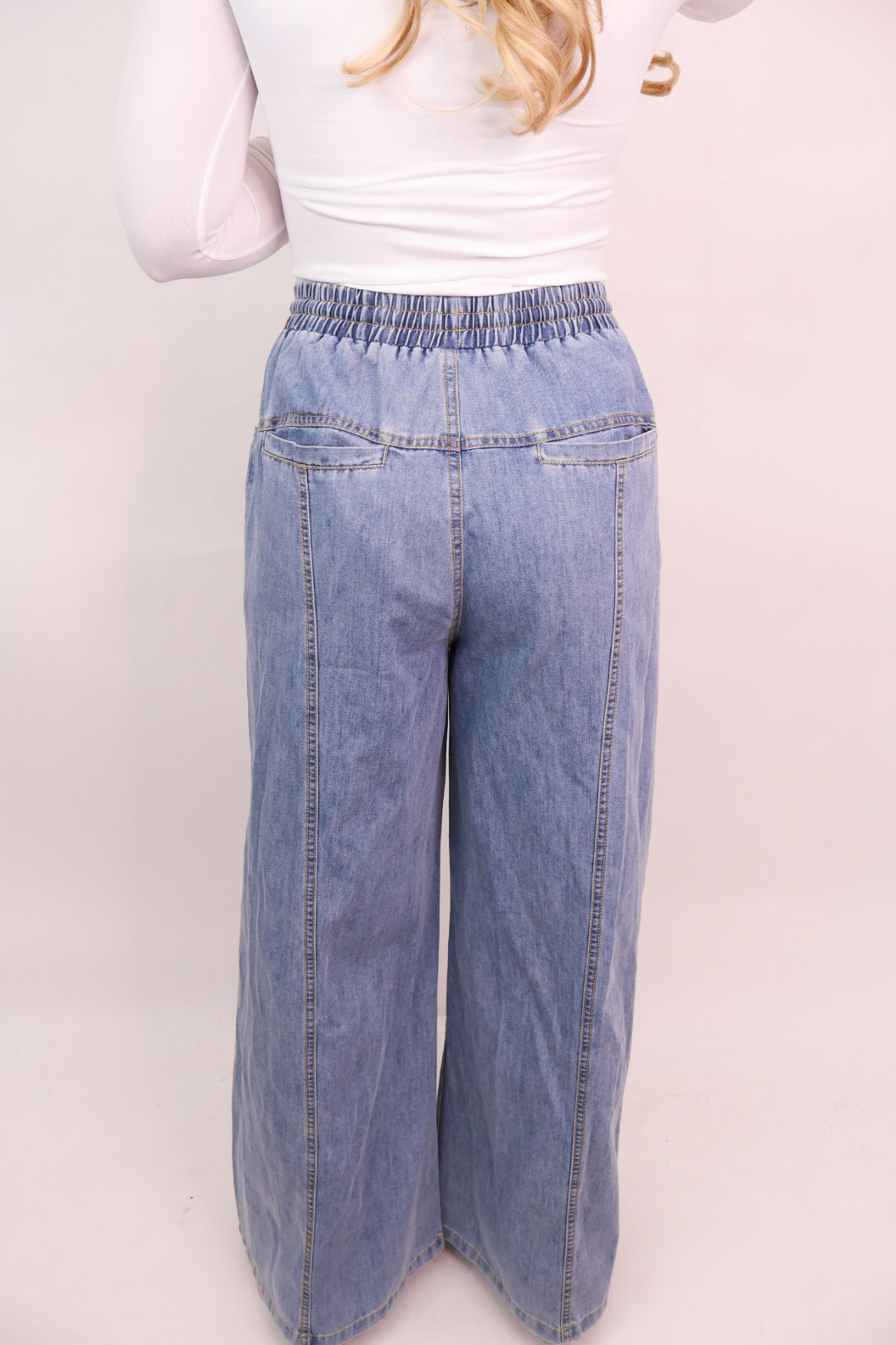 Wide Leg Washed Denim Jeans