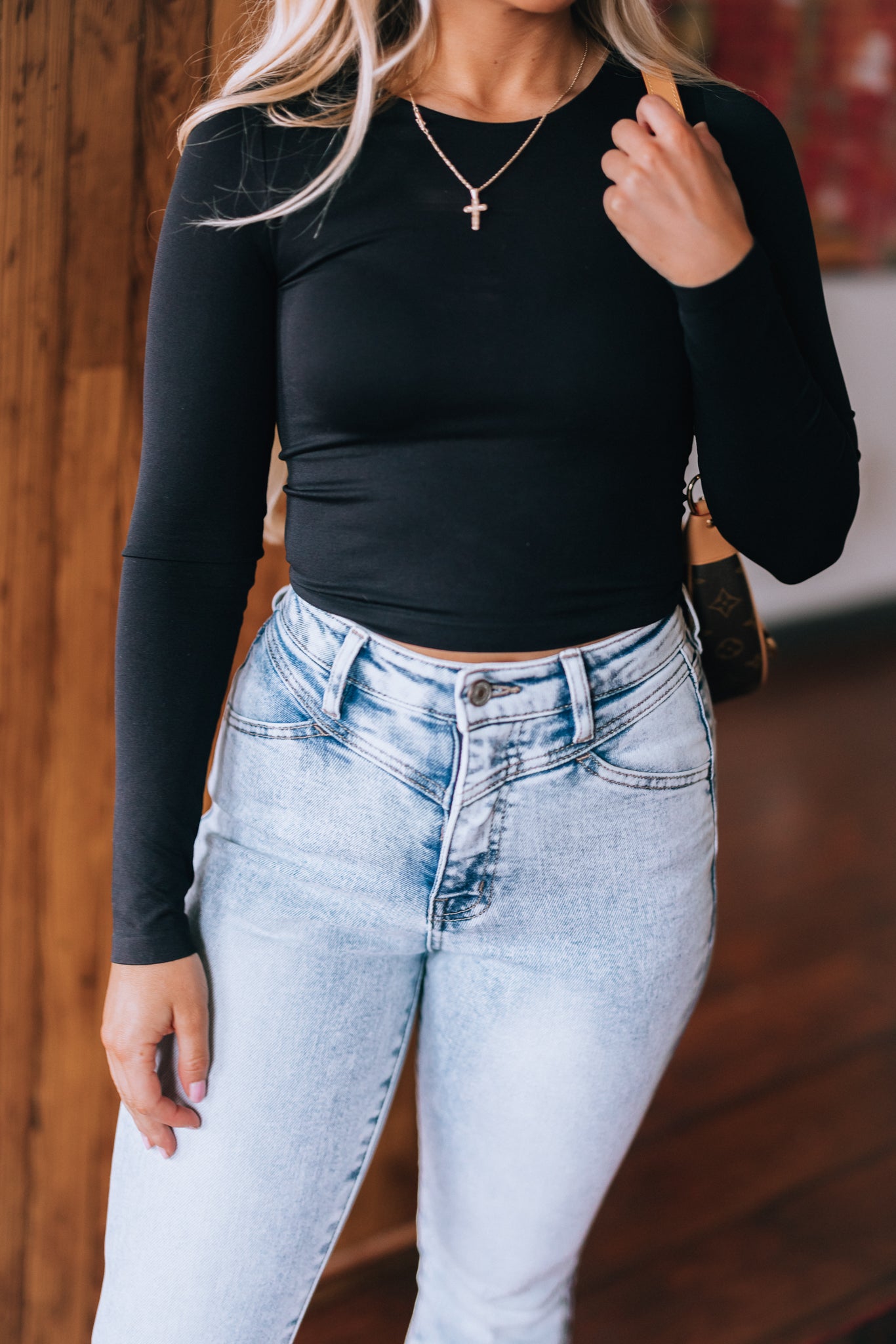 Josie Seamless Long Sleeve Top (Black)