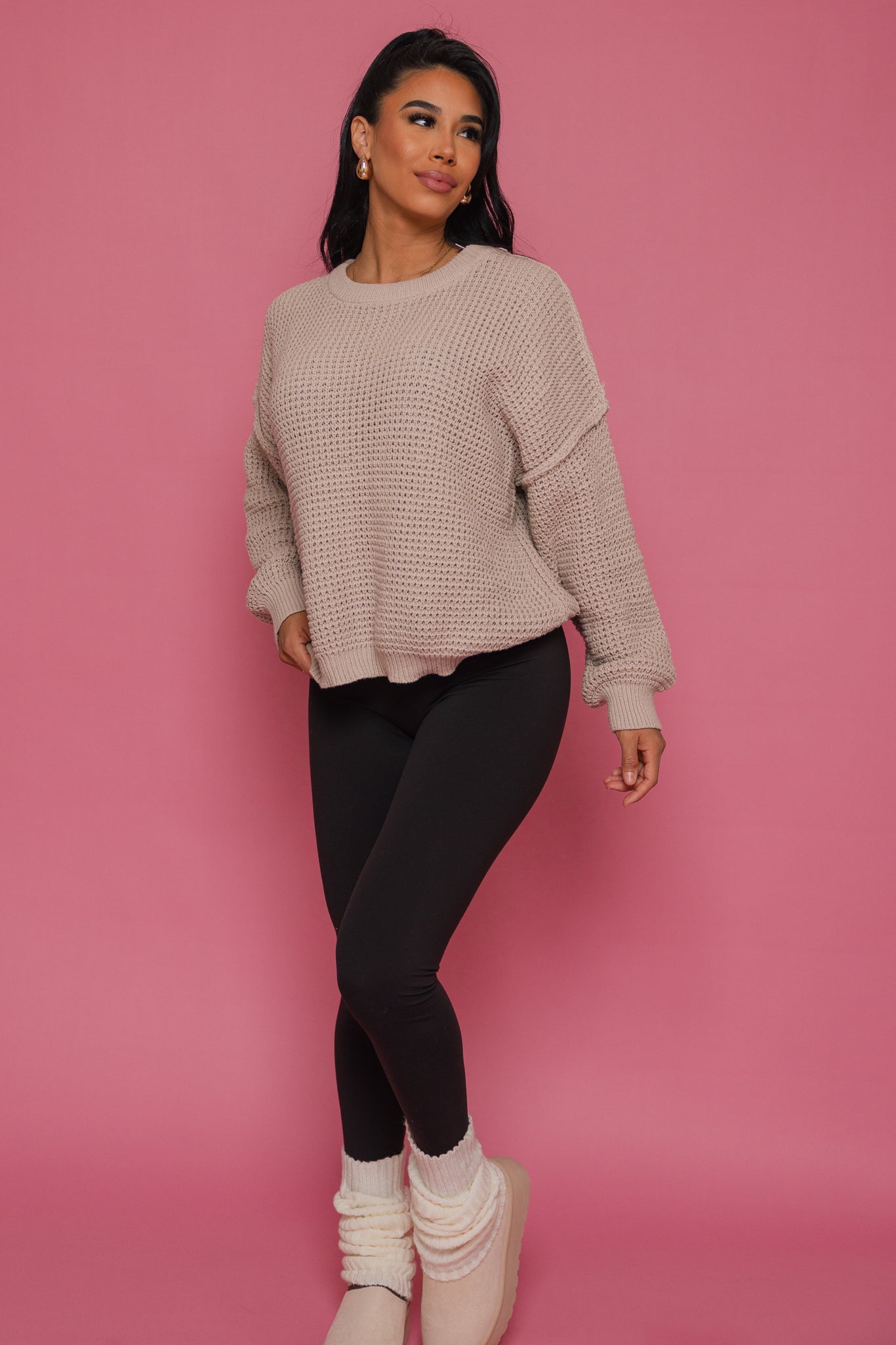 Hang Out Waffle Knit Sweater
