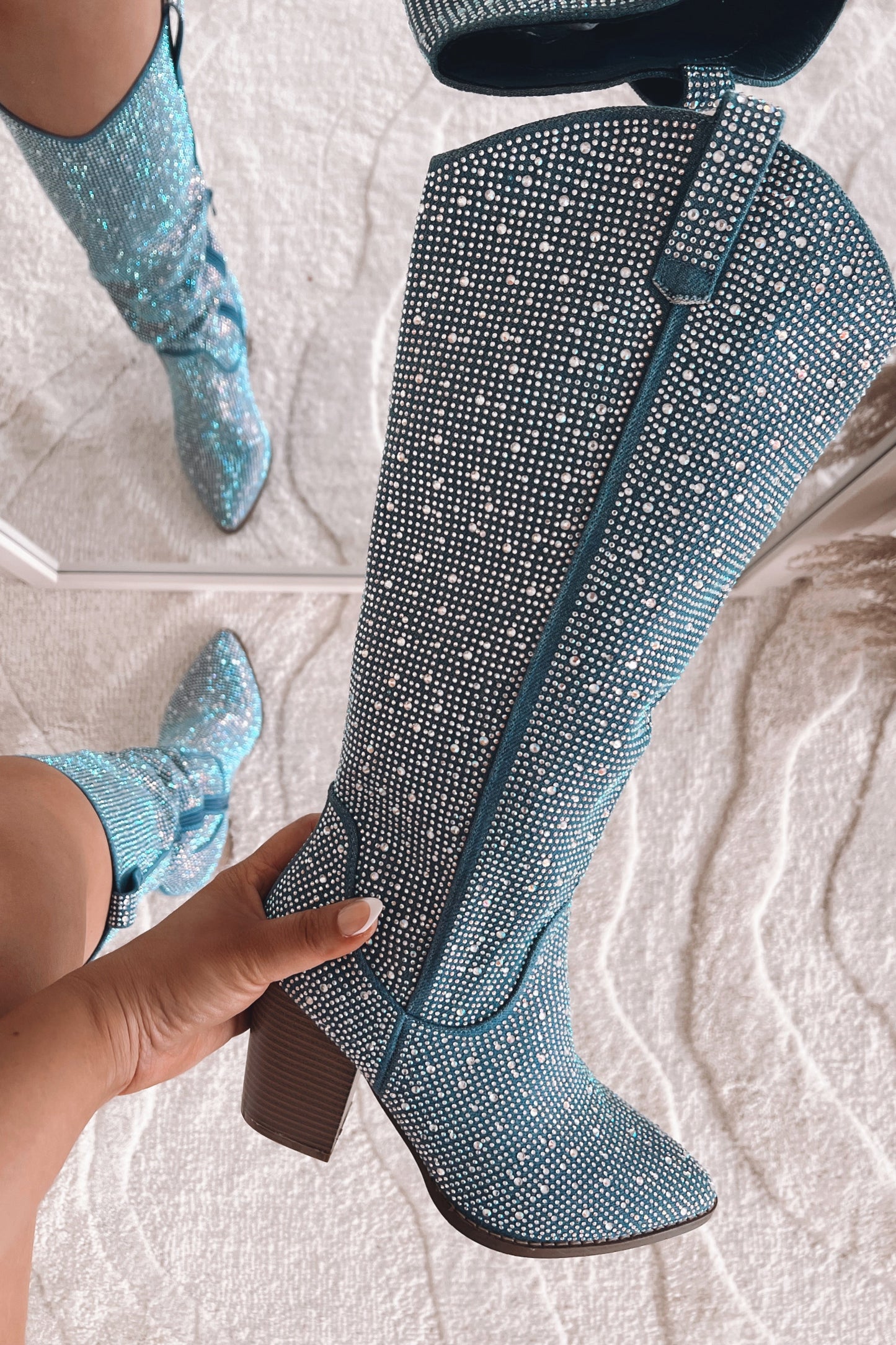 Ring Of Fire Rhinestone Boots (Denim Blue)