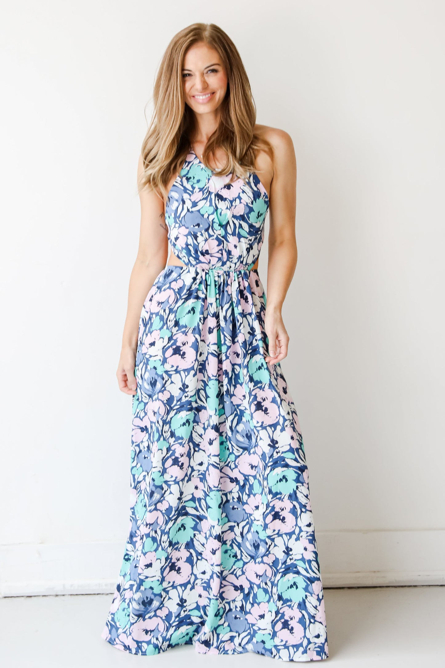 Cabana Chic Halter Maxi Dress
