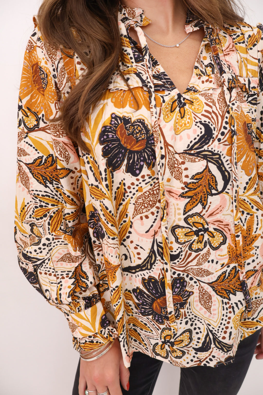 Mustard Floral Print Top
