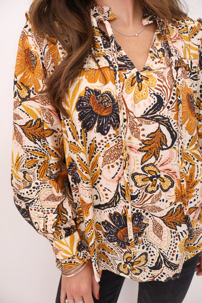 Mustard Floral Print Top
