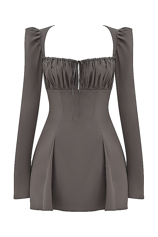 mocha long sleeve mini dress