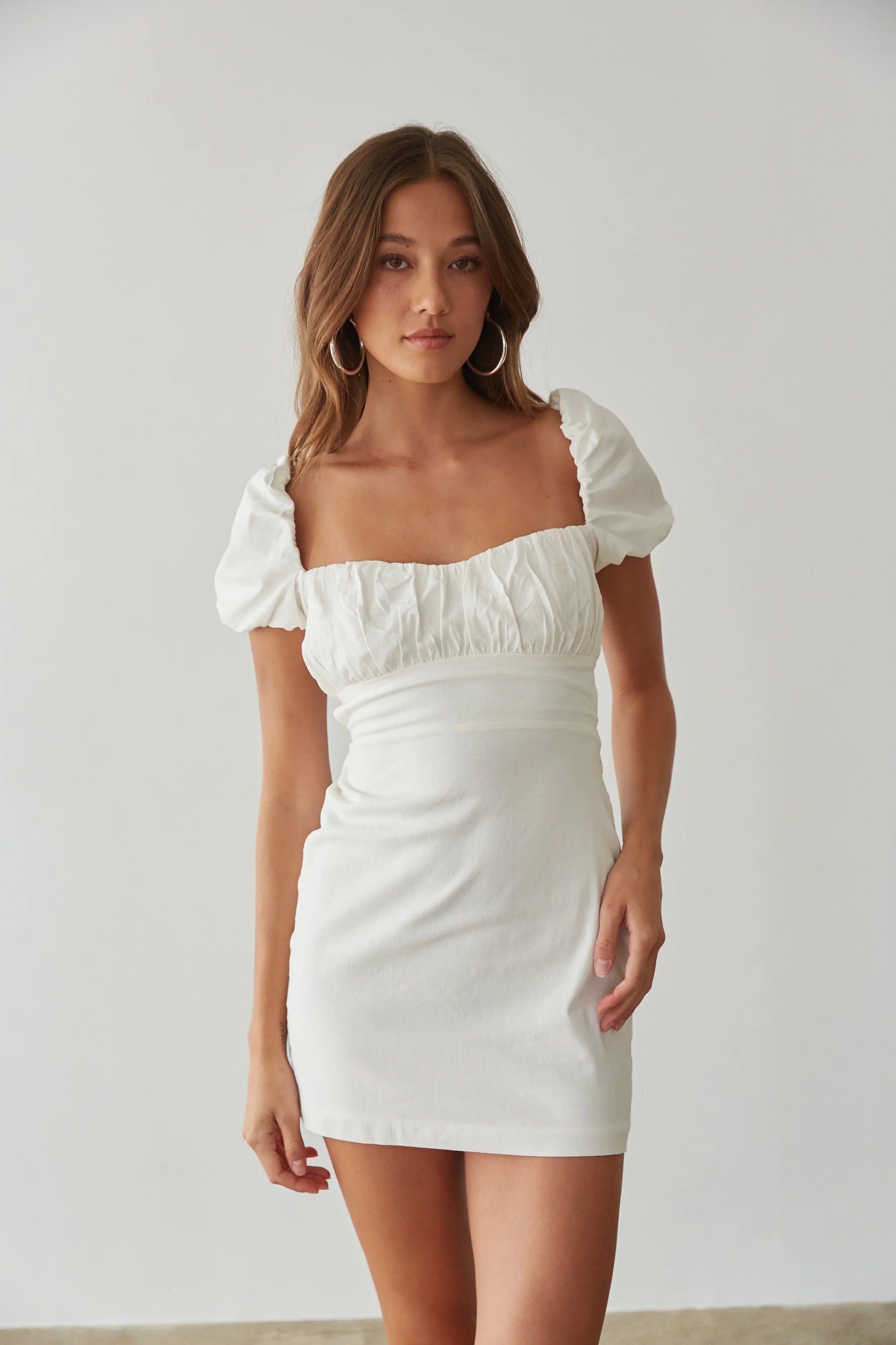 Emma Open Back Puff Sleeve Mini Dress