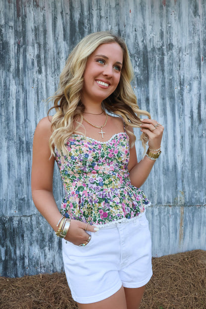 Garden Party Cami Peplum Top