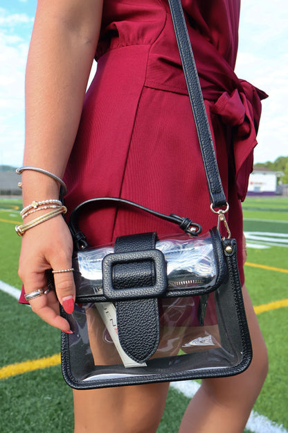 Clear Buckle Crossbody Bag - Black