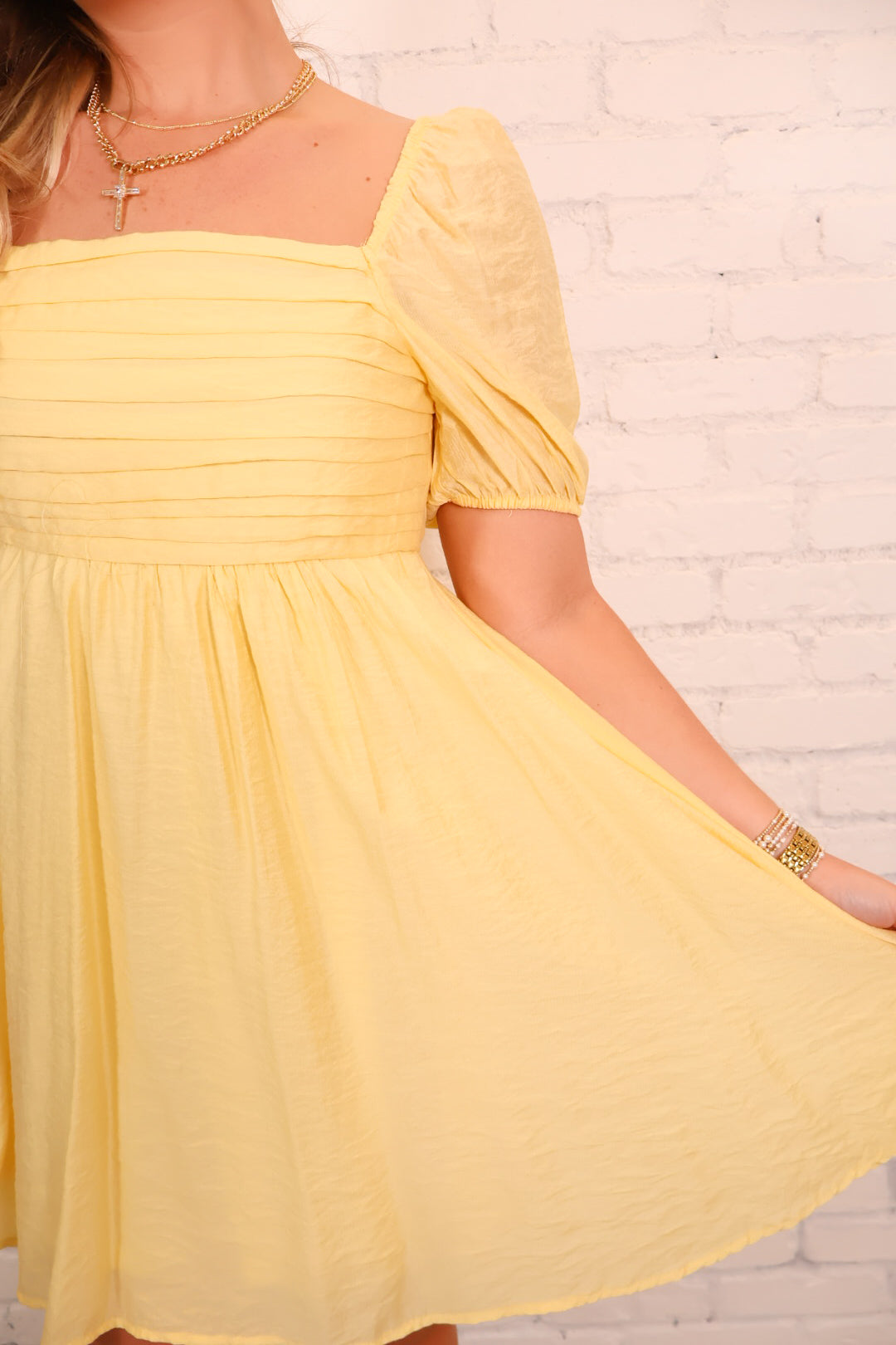 Yellow Babydoll Mini Dress