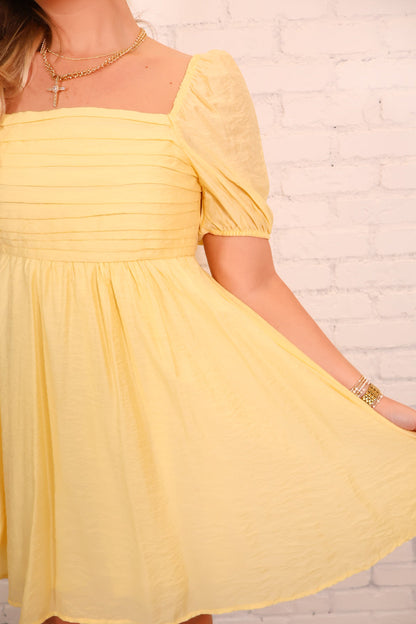 Yellow Babydoll Mini Dress