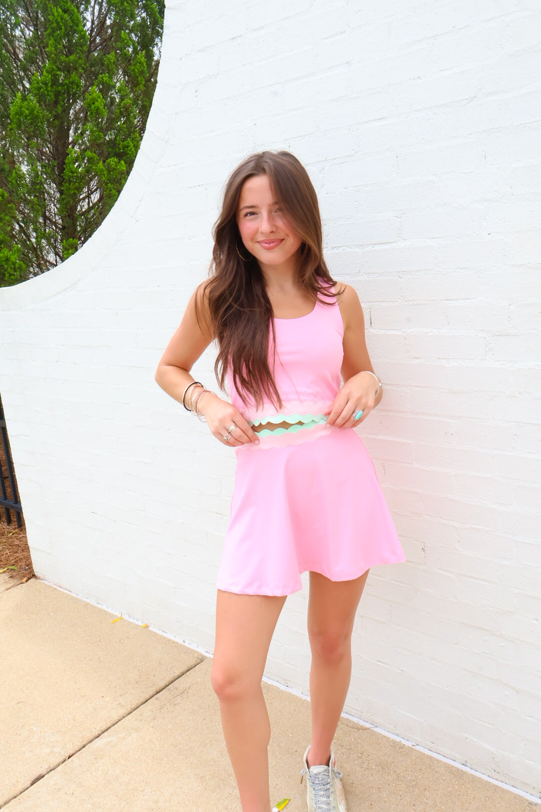 Pink Scalloped Active Skort Set