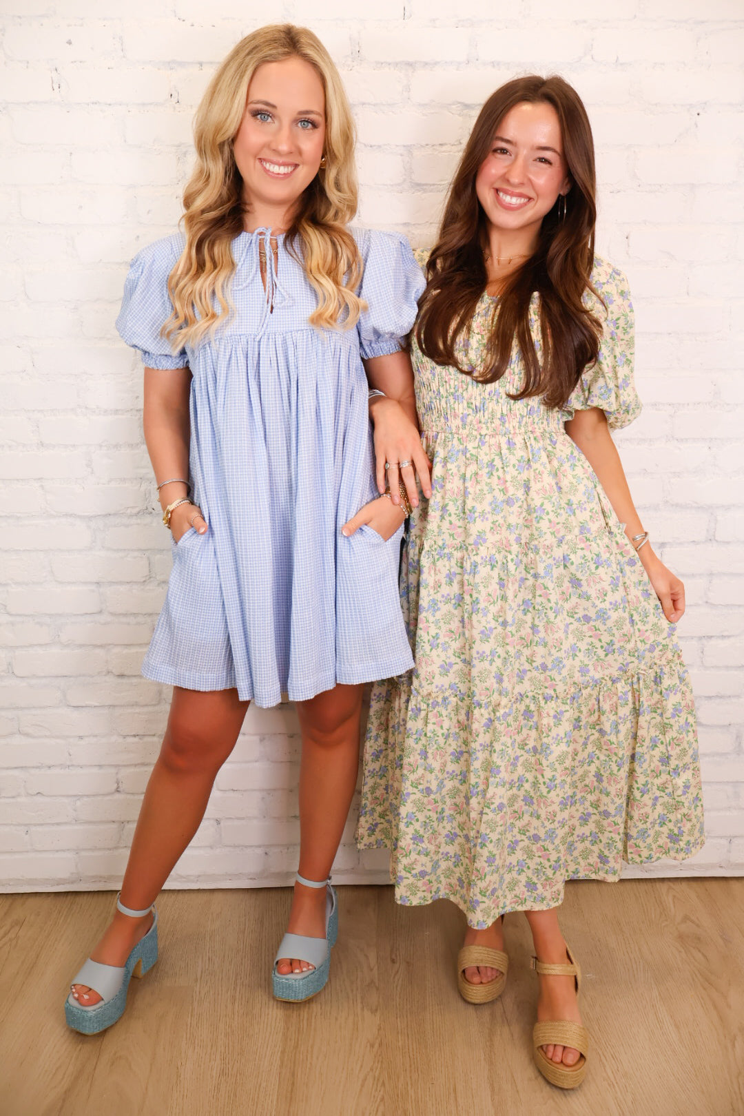 Gingham Babydoll Dress - Blue