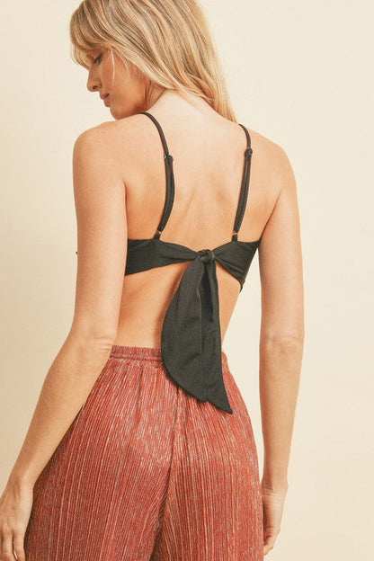 Knot Your Average Shimmer Crop Top (Black) FINAL SALE