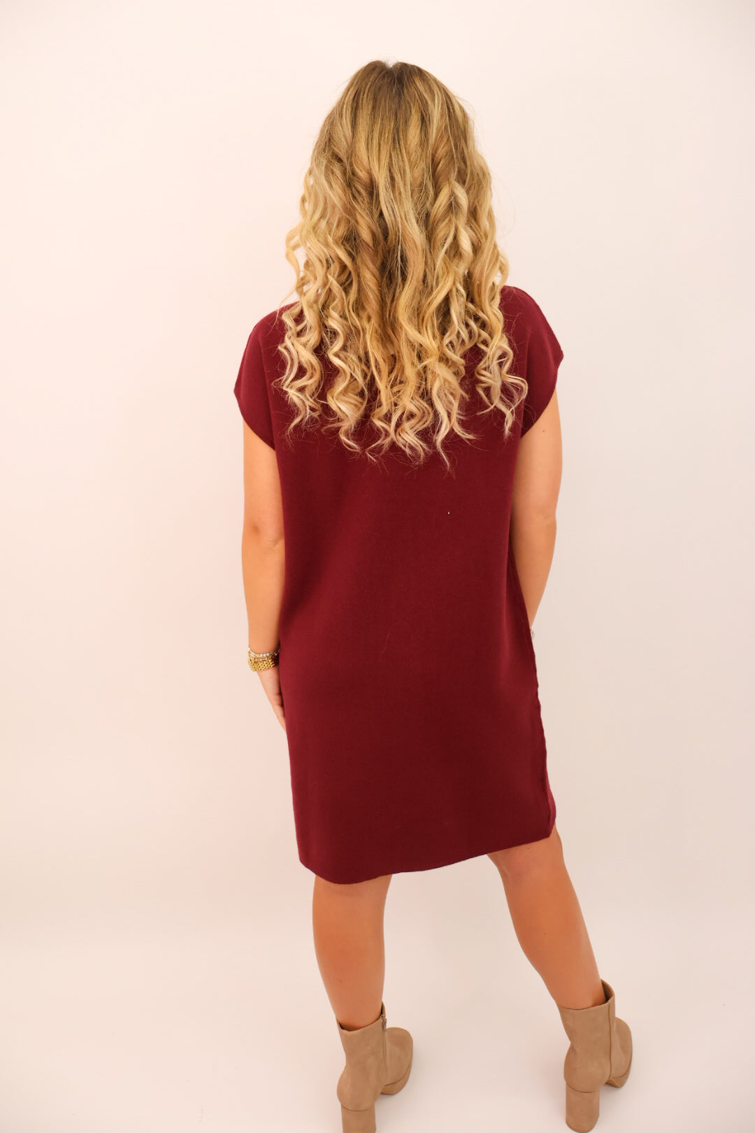 Sleeveless Sweater Dress - Burgundy