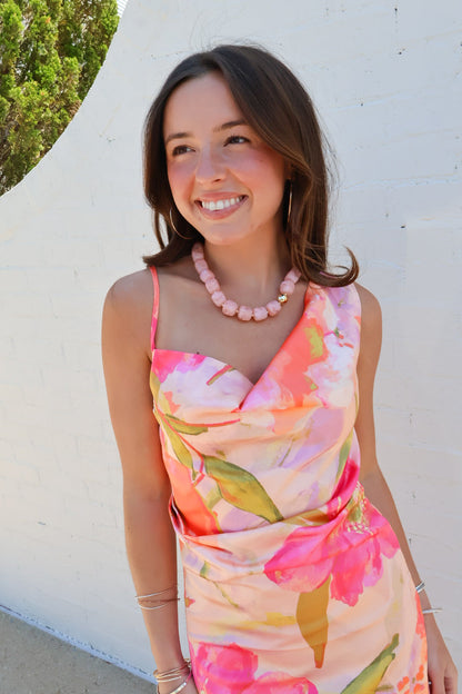 Blushing Bloom One Shoulder Mini Dress