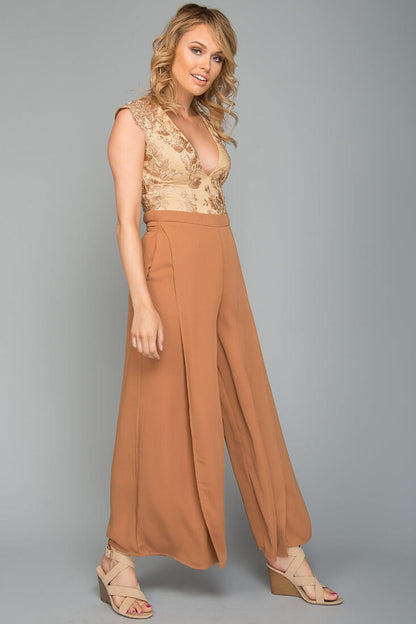 Ayelle Wide Leg Dress Pant Camel