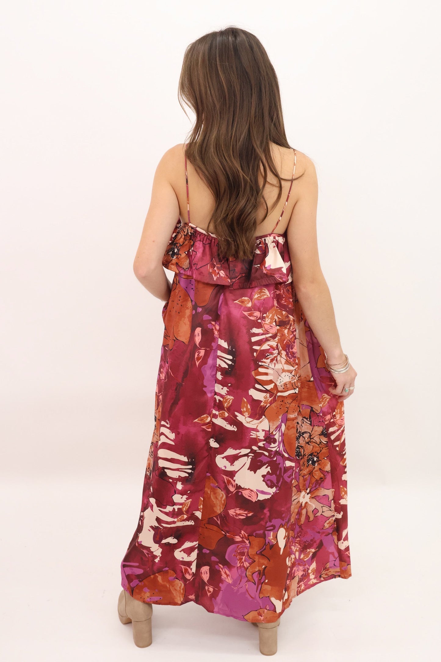 Autumn Bloom Ruffle Maxi Dress