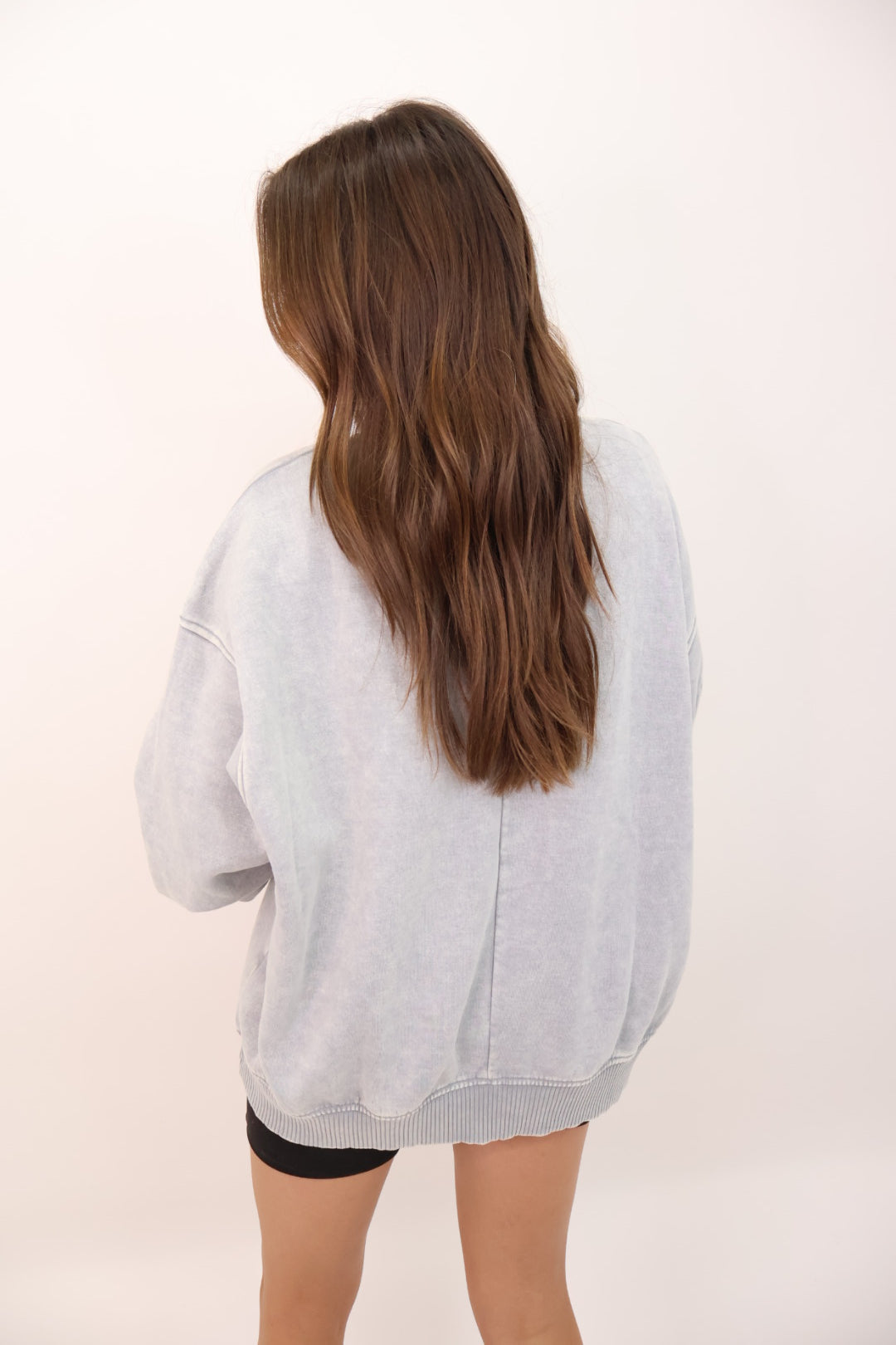 Moda Embroidered Oversized Pullover - Gray