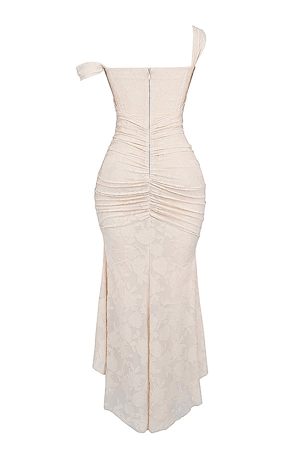 vintage cream floral maxi dress