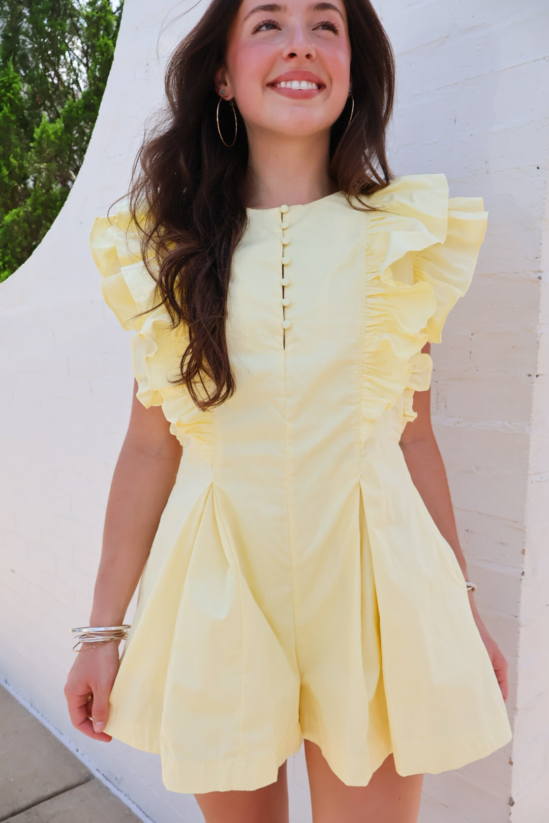 Butter Yellow Ruffle Romper