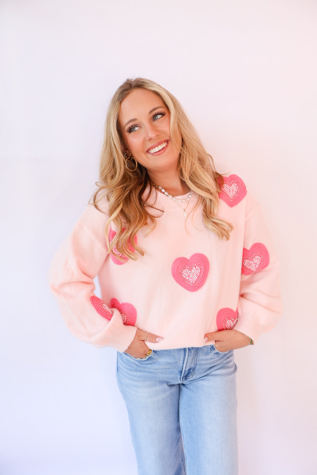 Be Mine Beaded Heart Sweater