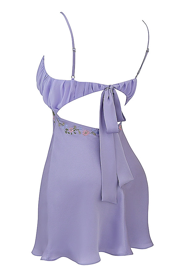 embroidered lavender mini dress