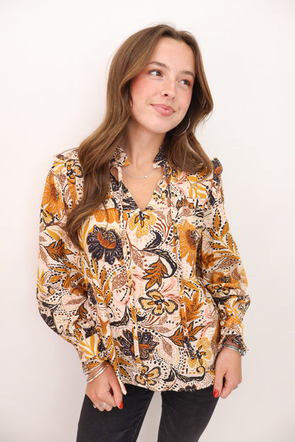 Mustard Floral Print Top