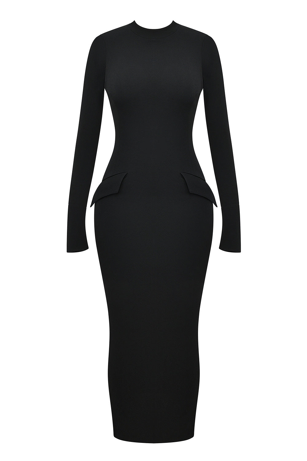 black turtleneck maxi dress