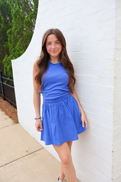 Tank + Flared Skirt Set - Cobalt Blue