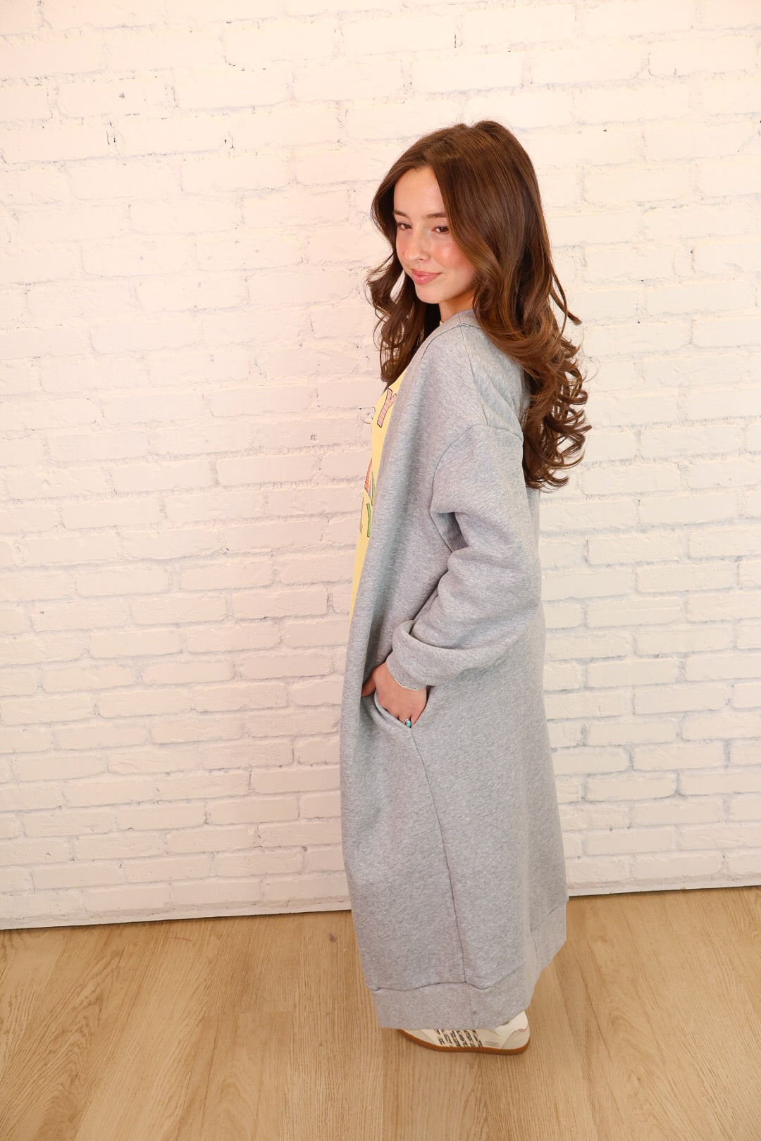 Oversized Gray Sweatshirt Duster