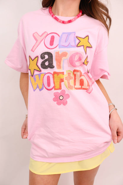 You Are Worthy Oversized Graphic Tee
