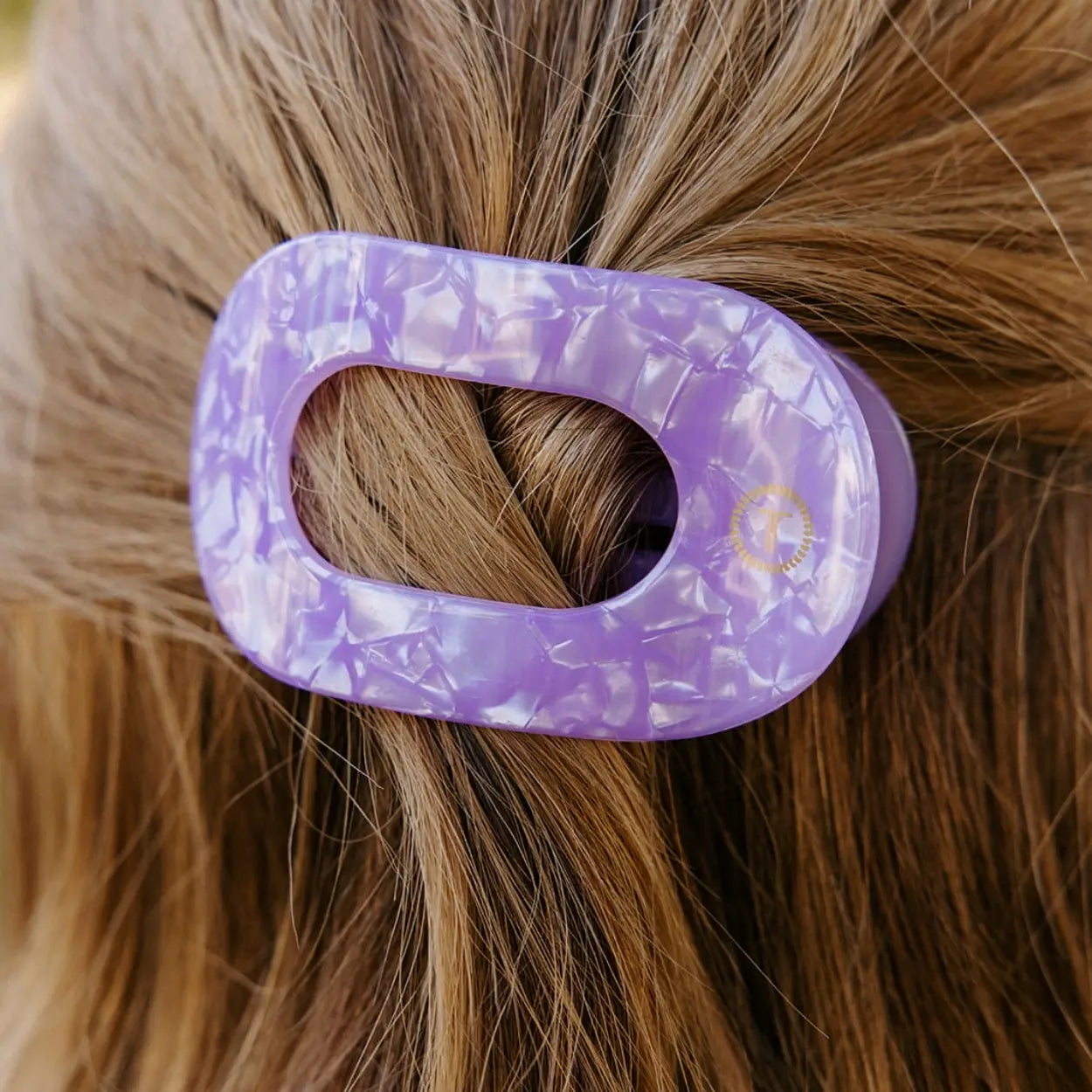 TELETIES Medium Flat Round Hair Clip - Lavender Mist