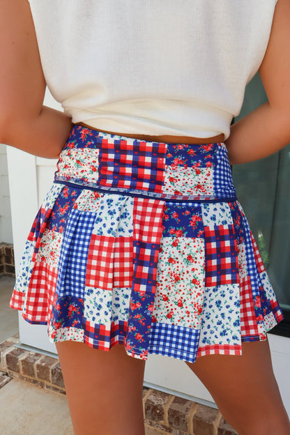 Americana Patchwork Active Skort