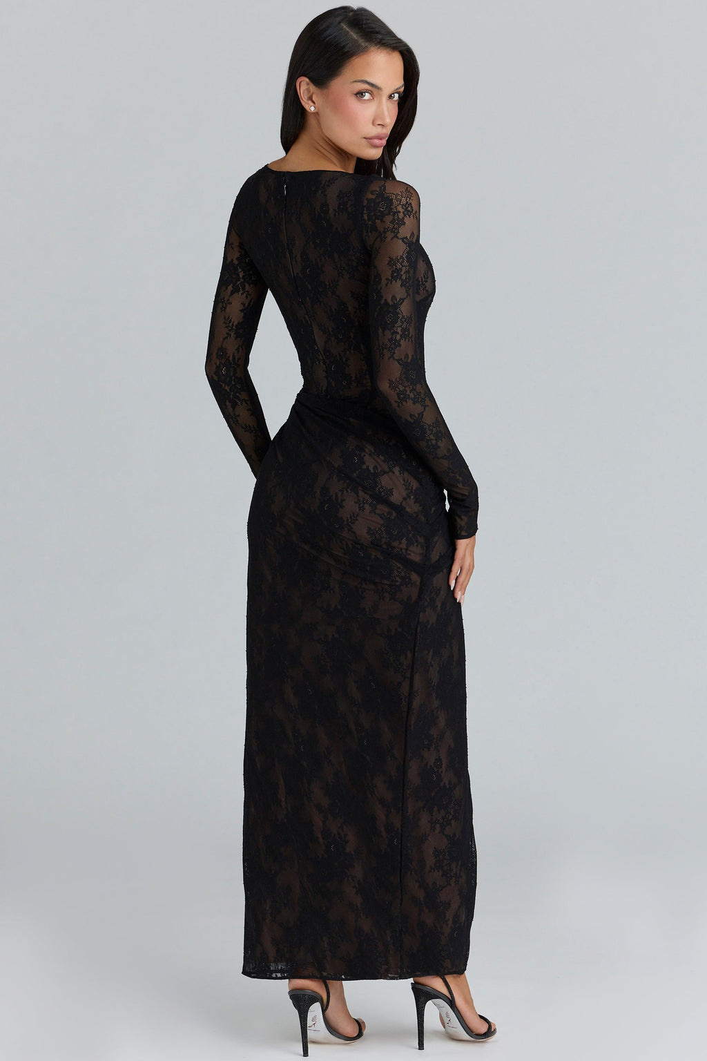 black lace asymmetric maxi dress - limited edition