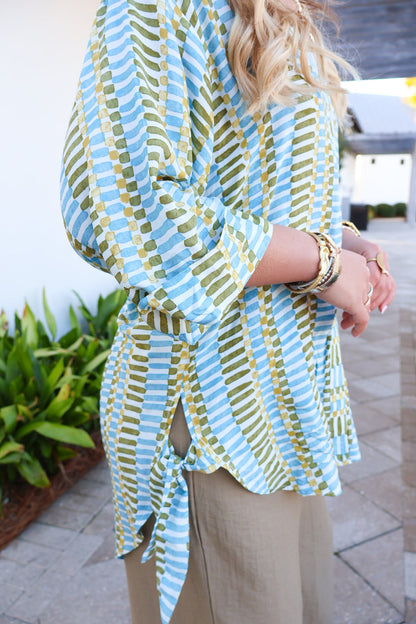 Seaside Breeze Oversized Button Front Top