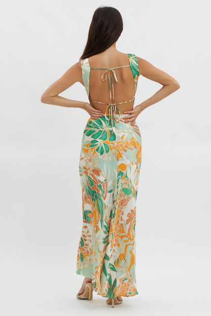 Casuarina Gathered Bust Midi Dress Green