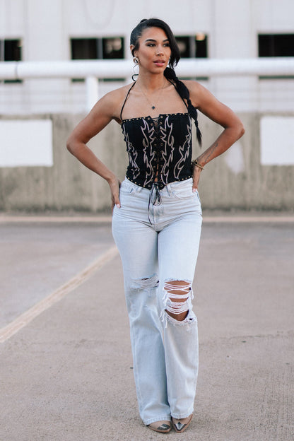 90'S Vintage Super High Rise Flare Jeans