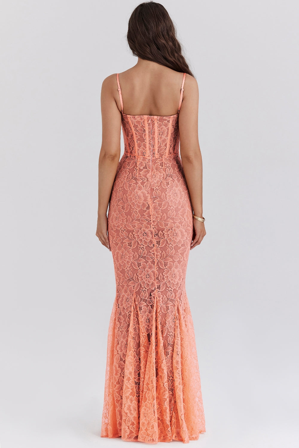 sorbet lace godet maxi dress