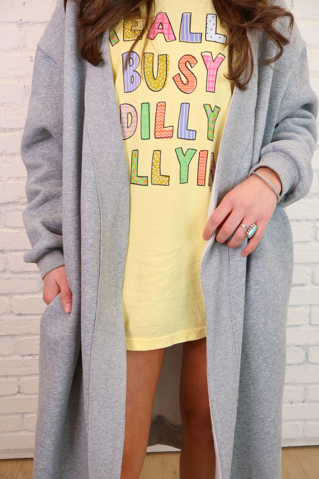 Oversized Gray Sweatshirt Duster