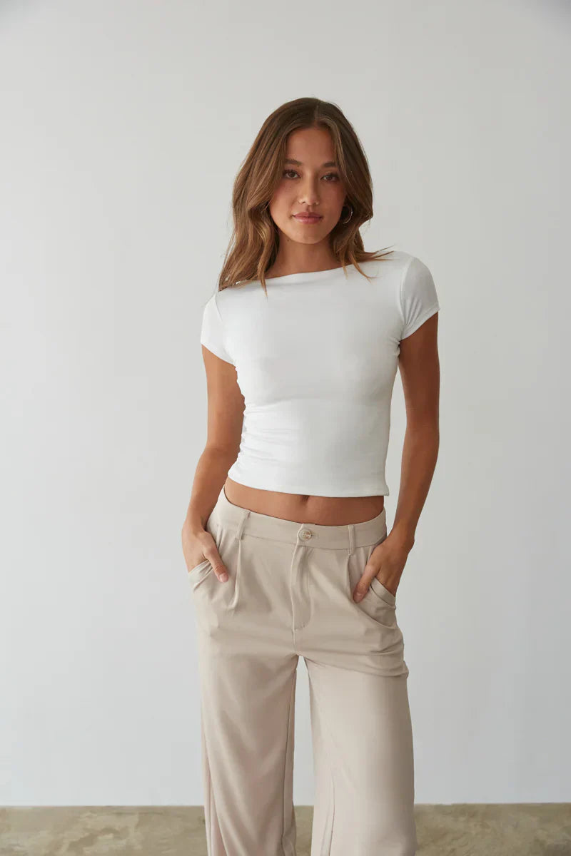 Aubrey Butter Soft Open Back Baby Tee