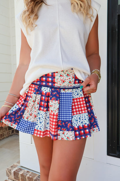 Americana Patchwork Active Skort