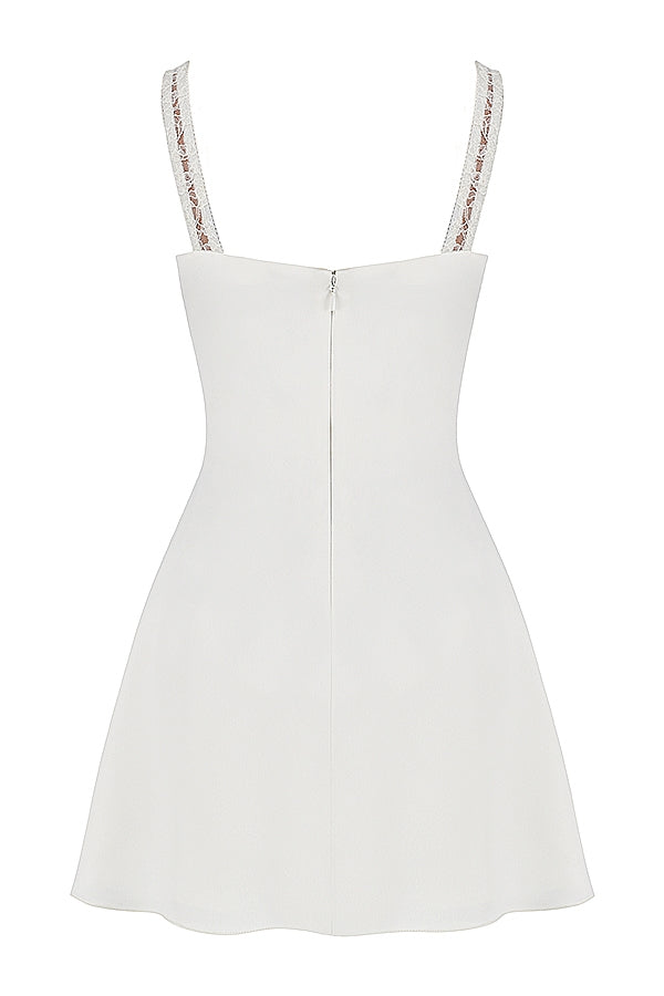 ivory satin and lace mini dress