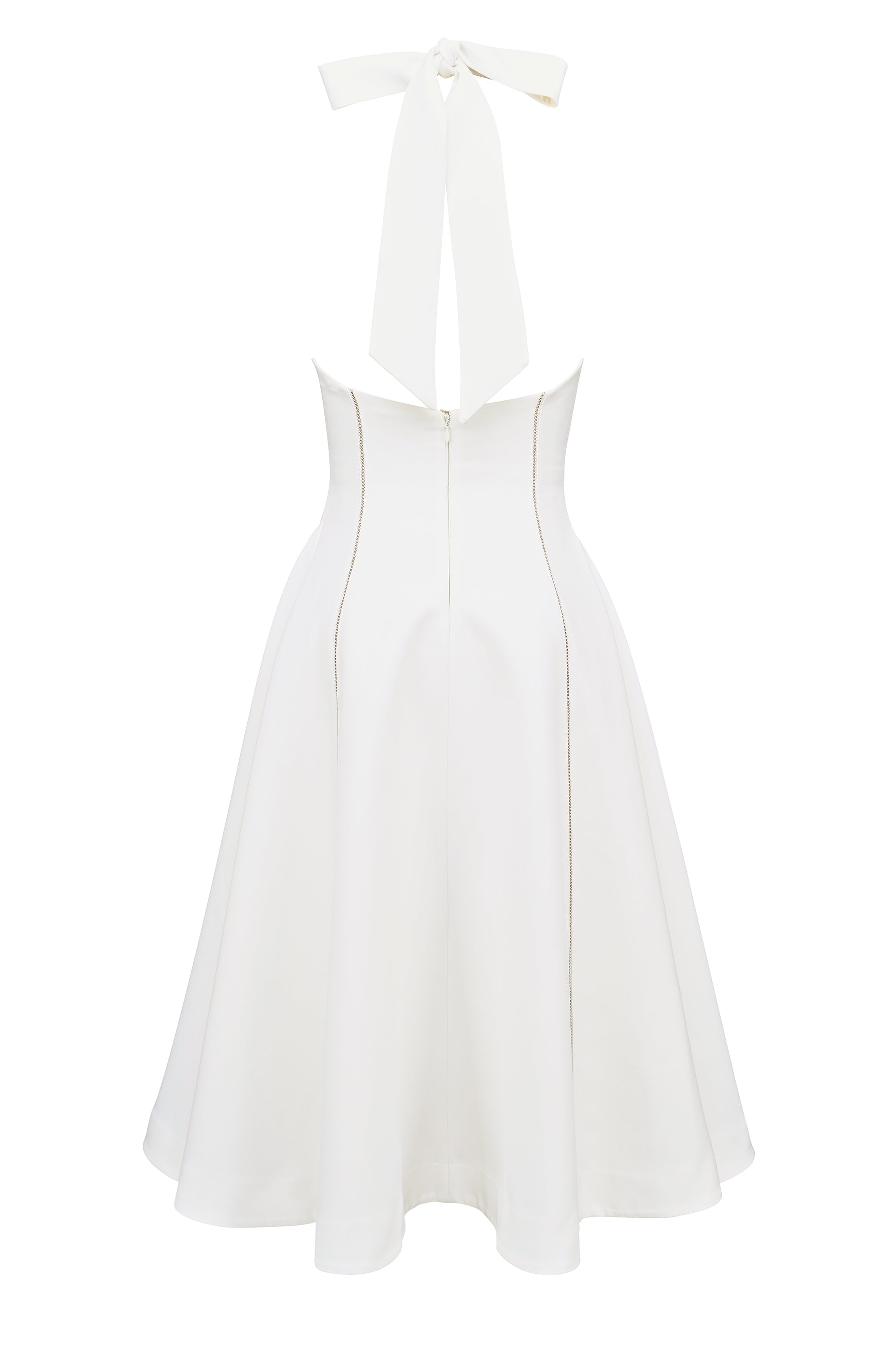 ivory halter neck midi dress