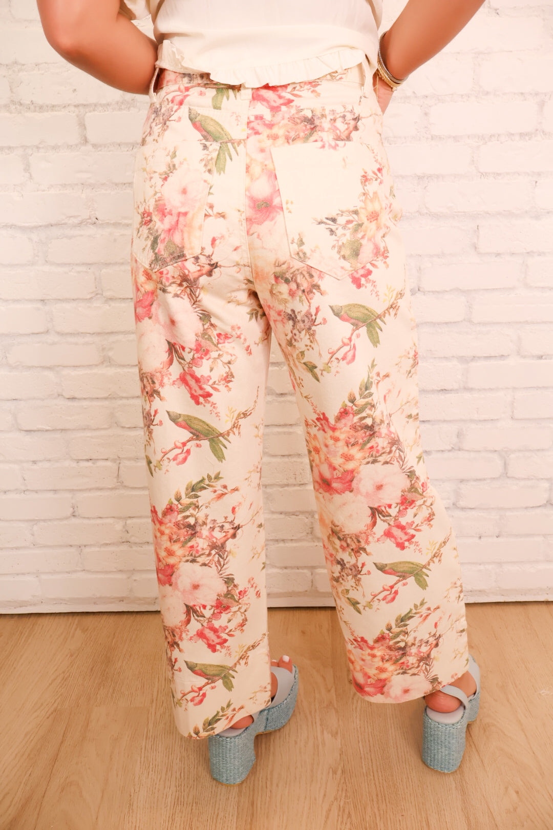 Garden Party Floral Denim Trousers