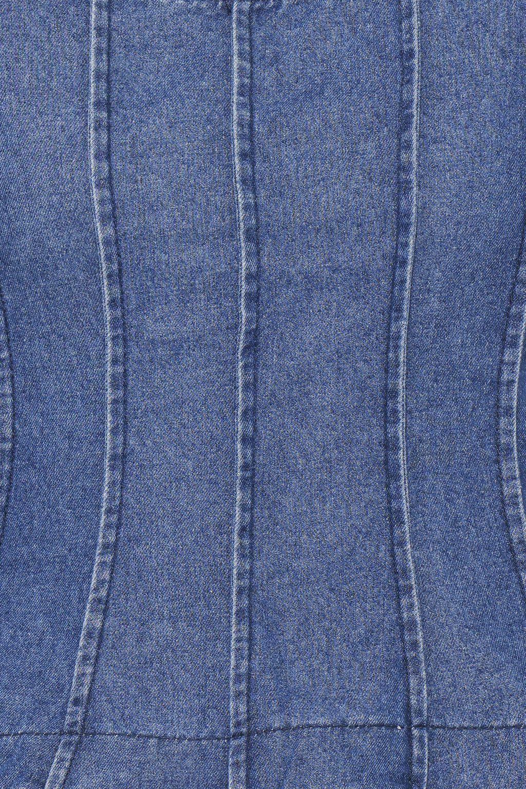 Saylor Denim Peplum Top - Blue Medium Wash