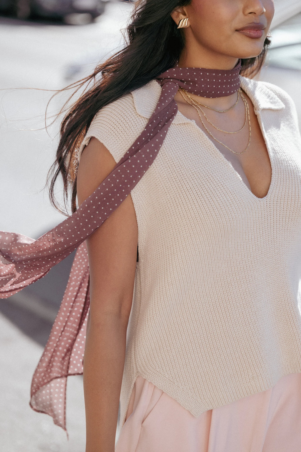Asha Knitted Top - Beige